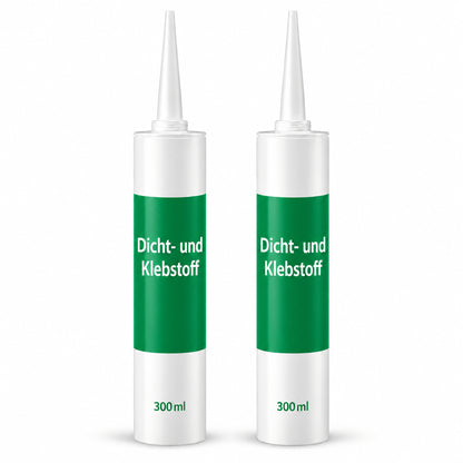 Art of Baan Dicht- und Klebstoff im 2er-Set mit jeweils 300 ml, zwei Kartuschen vor weißem Hintergrund.