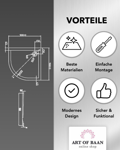 Vorteile der Art of Baan Duschwanne mit einfacher Montage, modernem Design und sicherer Funktion
