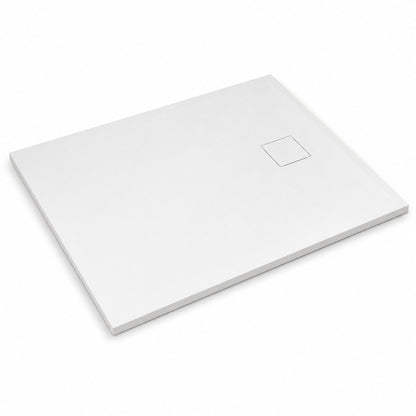 Art of Baan SMC Duschwanne in Weiß mit rutschhemmender Schieferoptik, 2,5 cm flach, zuschneidbar und inklusive Ablaufgarnitur