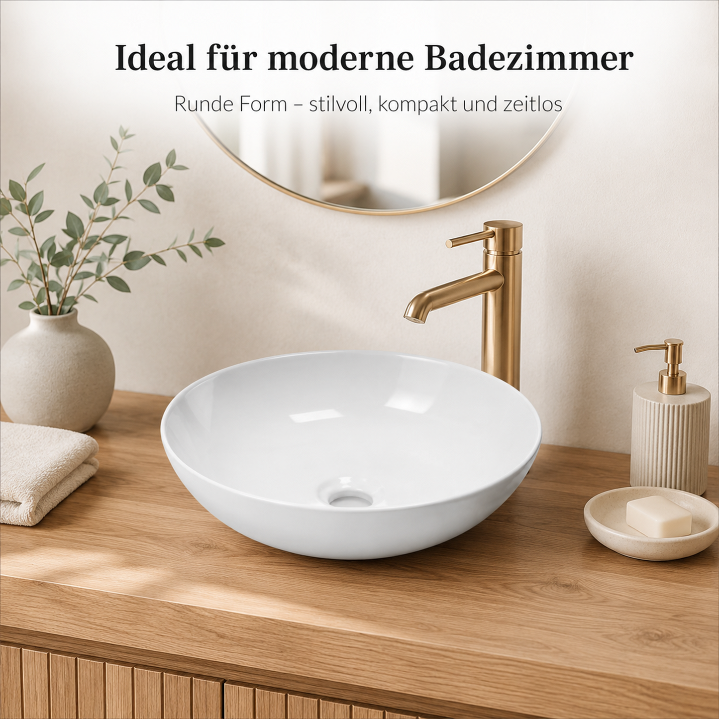 Aufsatzwaschbecken Keramik 40x40 cm – weiß mit Lotus-Effekt | pflegeleicht & modernes Waschbecken