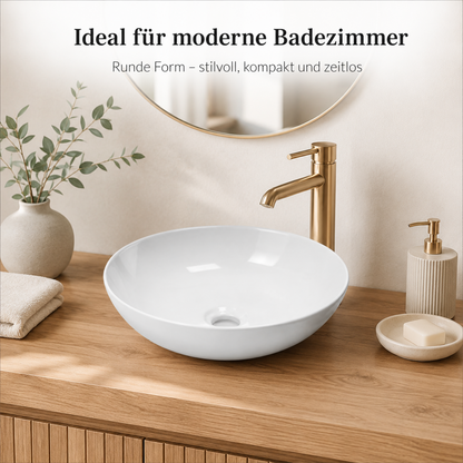 Aufsatzwaschbecken Keramik 40x40 cm – weiß mit Lotus-Effekt | pflegeleicht & modernes Waschbecken