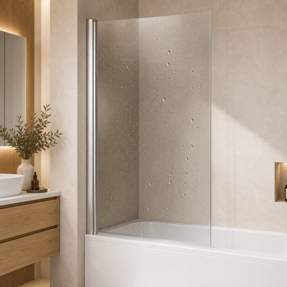 Badewannenglasabtrennung mit Lotus-Effekt für pflegeleichte Reinigung und weniger Wasserflecken