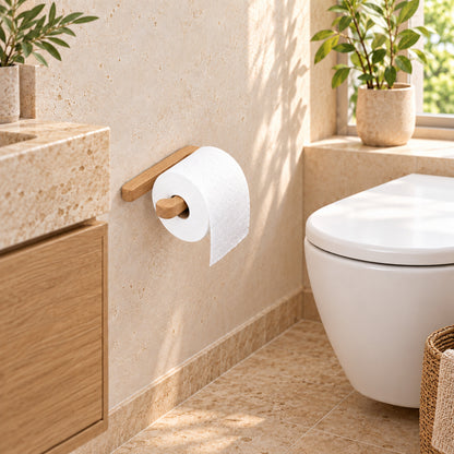 Toilettenpapierhalter aus Holz – WC-Rollenhalter für die Wand (ohne Bohren & zum Schrauben)