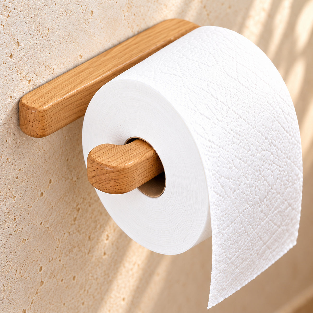 Toilettenpapierhalter aus Holz – WC-Rollenhalter für die Wand (ohne Bohren & zum Schrauben)