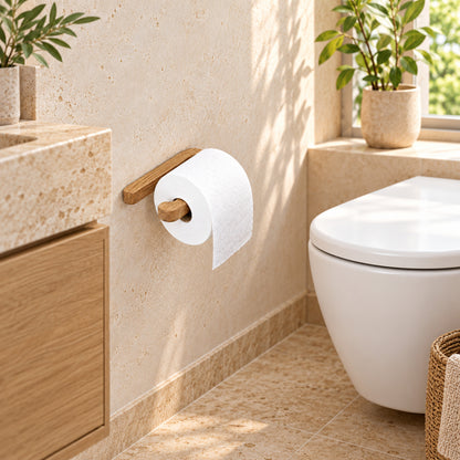 Toilettenpapierhalter aus Holz – WC-Rollenhalter für die Wand (ohne Bohren & zum Schrauben)