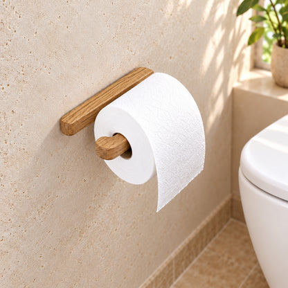 Toilettenpapierhalter aus Holz – WC-Rollenhalter für die Wand (ohne Bohren & zum Schrauben)