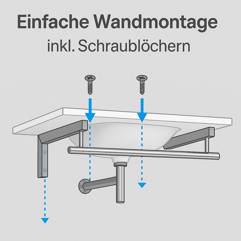 Art of Baan – Verchromte Waschtischhalterung mit Handtuchhalter - 70 x 46 x 20 cm