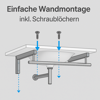 Art of Baan – Verchromte Waschtischhalterung mit Handtuchhalter - 70 x 46 x 20 cm