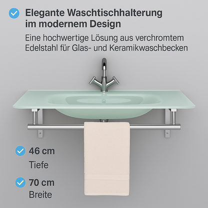Art of Baan – Verchromte Waschtischhalterung mit Handtuchhalter - 70 x 46 x 20 cm