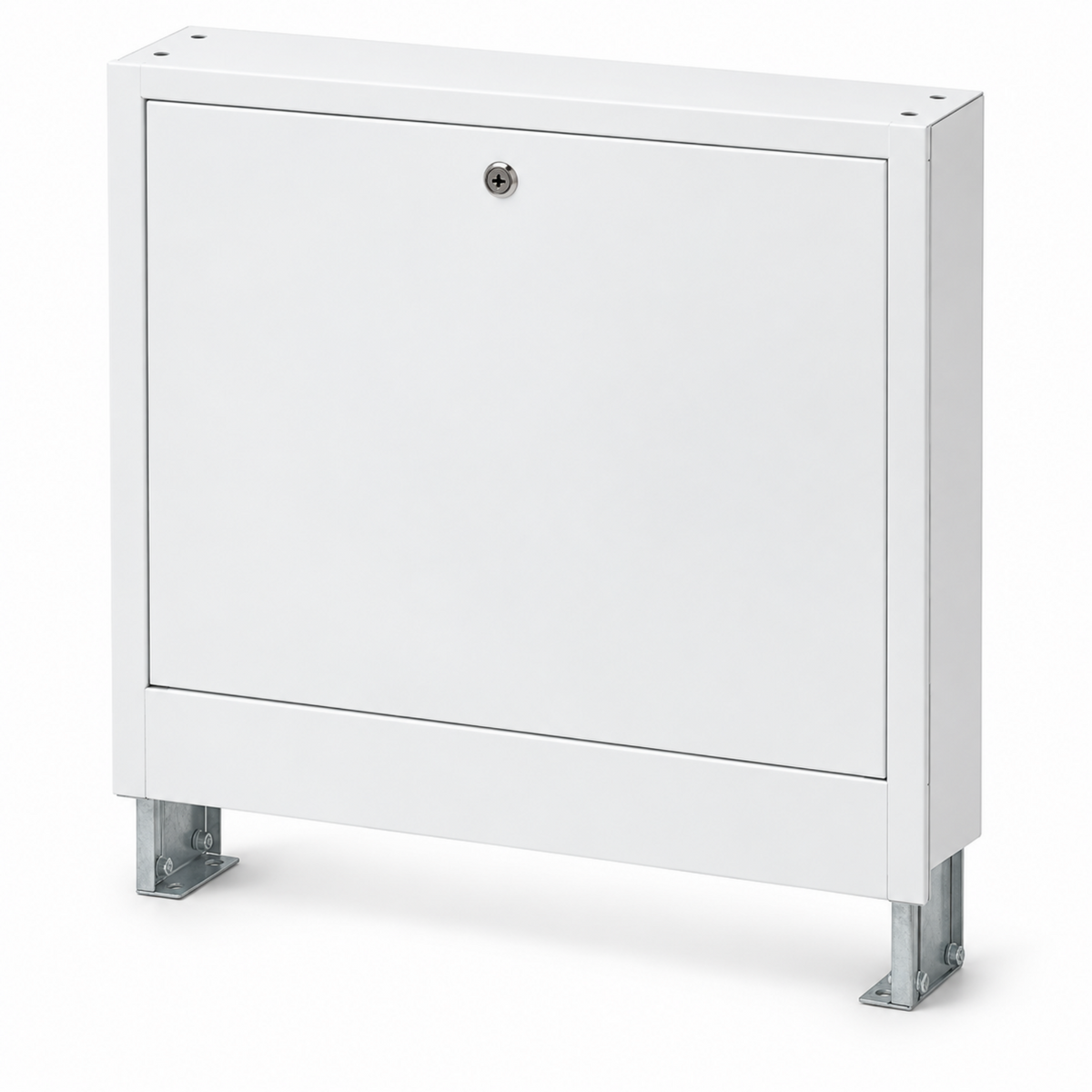 Weißer Aufputz-Verteilerschrank für Fußbodenheizung, 60–100 cm breit, für bis zu 12 Heizkreise