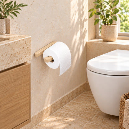 Toilettenpapierhalter aus Holz – WC-Rollenhalter für die Wand (ohne Bohren & zum Schrauben)