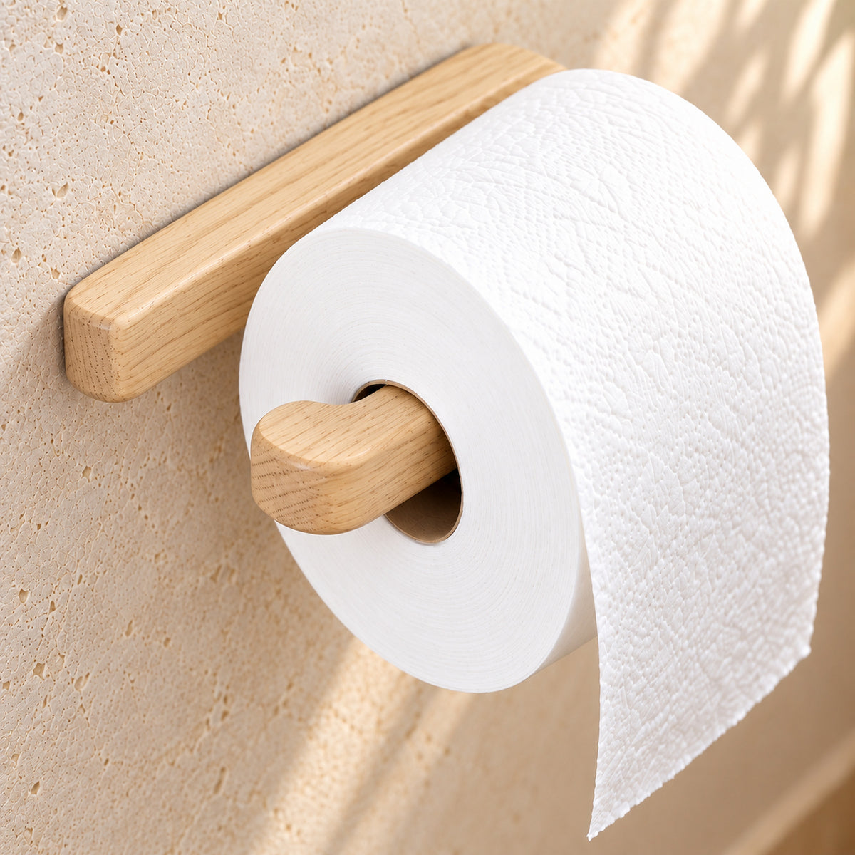 Toilettenpapierhalter aus Holz – WC-Rollenhalter für die Wand (ohne Bohren & zum Schrauben)