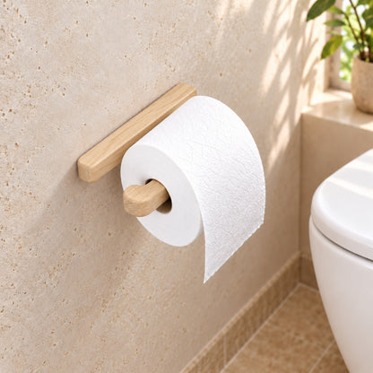 Toilettenpapierhalter aus Holz – WC-Rollenhalter für die Wand (ohne Bohren & zum Schrauben)