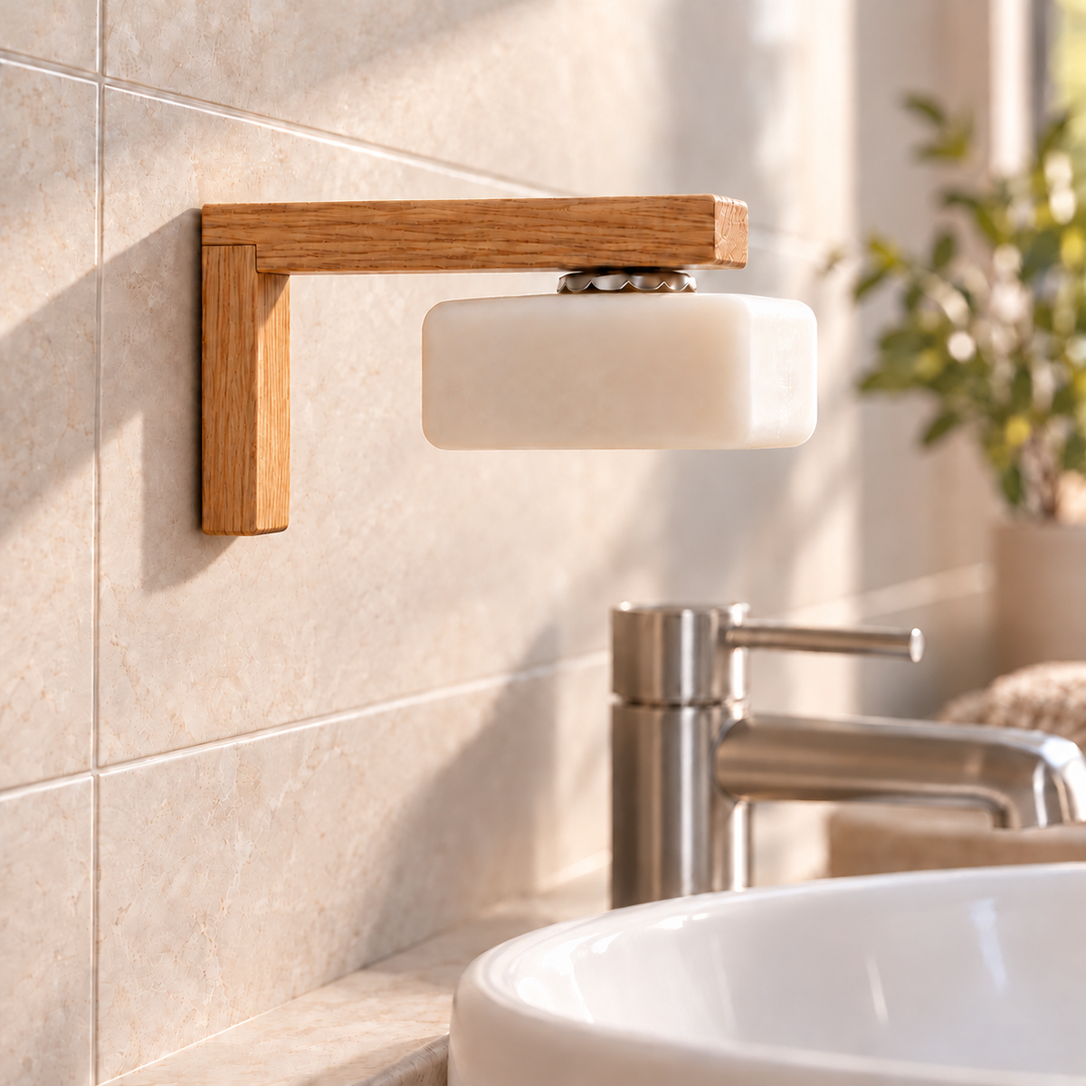 Seifenhalter aus Holz zum Kleben mit Magnet– Eiche oder Olive