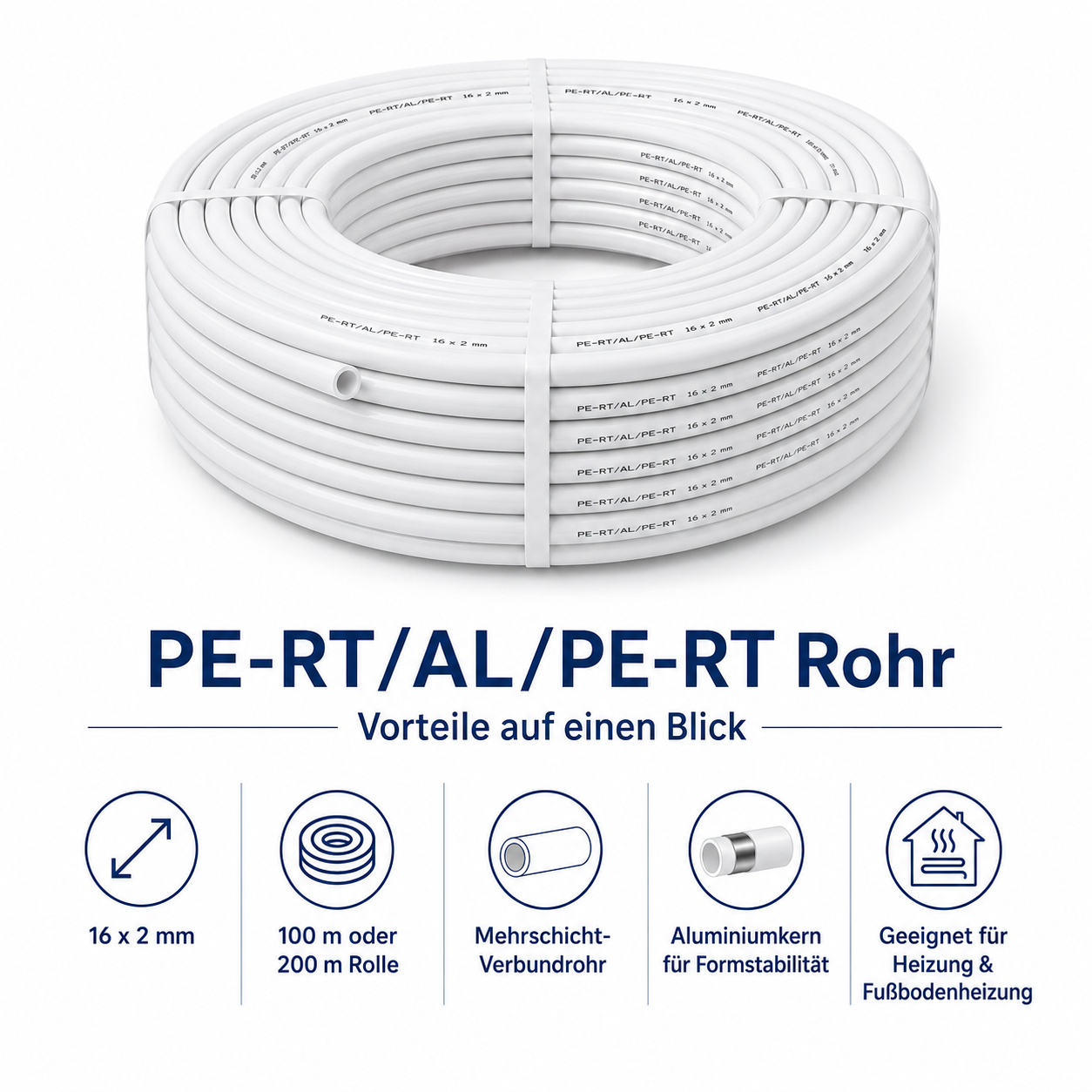 PE-RT-AL-PE-RT Rohr 16x2 mm mit Vorteilen für Heizung und Fußbodenheizung