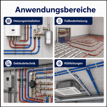 Anwendungsbereiche für PEX-AL-PEX Mehrschichtverbundrohr in Heizungsinstallation, Fußbodenheizung, Gebäudetechnik und Kühlleitungen