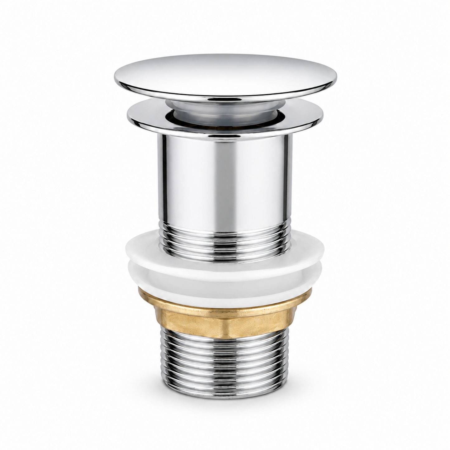 Pop-Up Ablaufventil in Silber ohne Überlauf für Waschbecken, Edelstahl-Chrom, 1 1/4 Zoll
