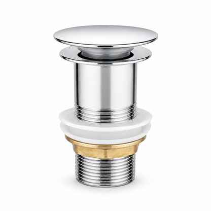 Pop-Up Ablaufventil in Silber ohne Überlauf für Waschbecken, Edelstahl-Chrom, 1 1/4 Zoll
