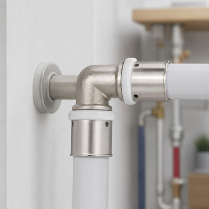90 Grad Edelstahl Presswinkel für PEX-AL-PEX Verbundrohr in Sanitärinstallation
