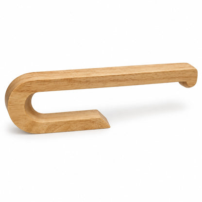 Handtuch- und Rollenhalter aus lackiertem Kautschukholz, 30 cm lang, mit rundem U-Bogen und kurzer Wandbefestigungsseite vor weißem Hintergrund.