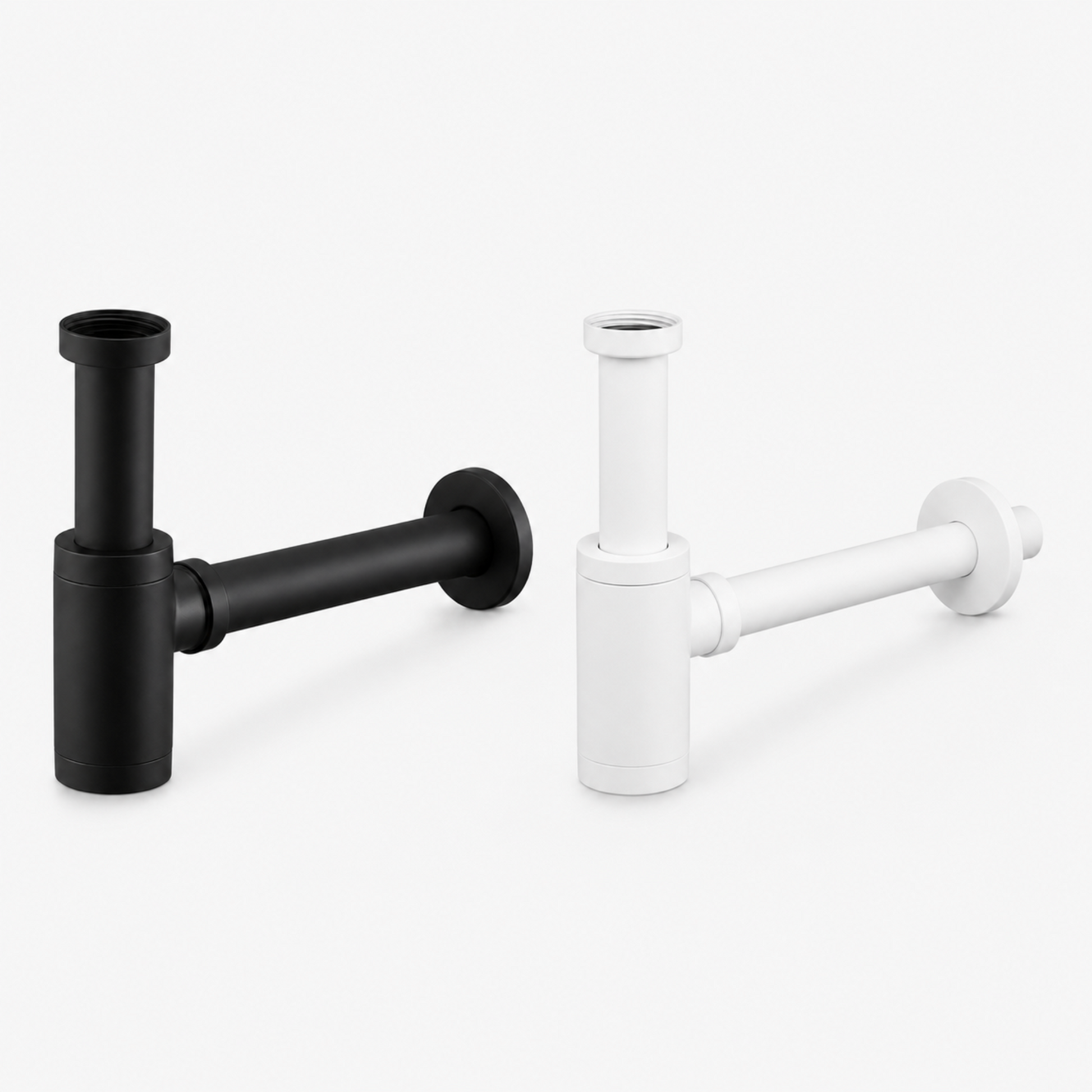 Variantenübersicht mit schwarzem und weißem Siphon für Waschbecken mit Geruchsverschluss und 1 1/4 Zoll x 32 mm Anschluss