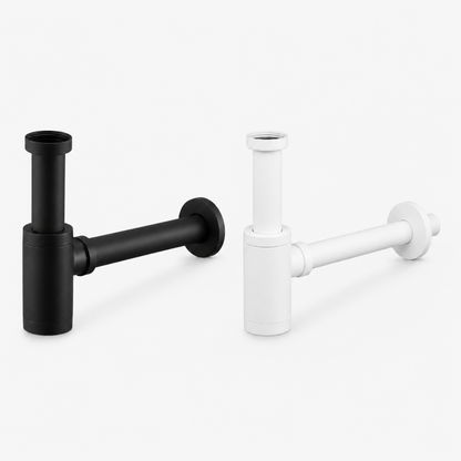 Variantenübersicht mit schwarzem und weißem Siphon für Waschbecken mit Geruchsverschluss und 1 1/4 Zoll x 32 mm Anschluss