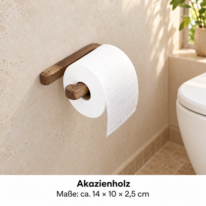 Toilettenpapierhalter aus Holz – WC-Rollenhalter für die Wand (ohne Bohren & zum Schrauben)