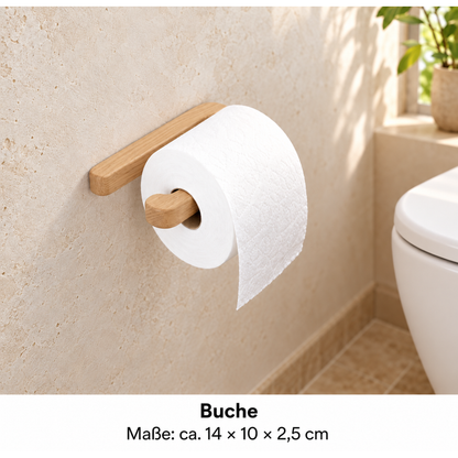 Toilettenpapierhalter aus Holz – WC-Rollenhalter für die Wand (ohne Bohren & zum Schrauben)