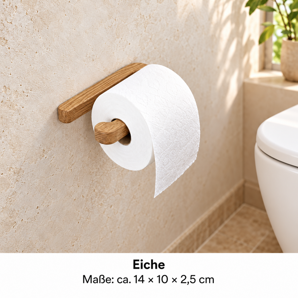 Toilettenpapierhalter aus Holz – WC-Rollenhalter für die Wand (ohne Bohren & zum Schrauben)