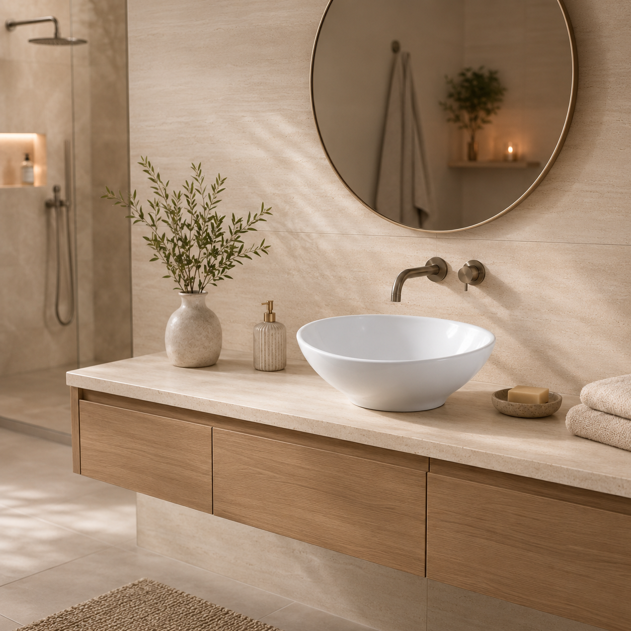 Aufsatzwaschbecken oval 41x33x14 cm – Keramik Waschschale weiß – mit Lotus-Effekt | Handwaschbecken ideal für Gäste WC