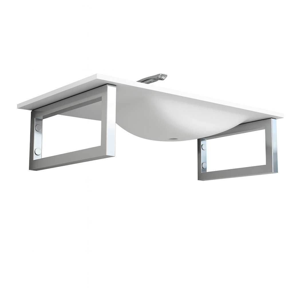 Wandkonsole in Chromoptik für Waschtisch – 2er Set - 44 × 22 cm