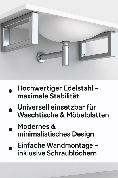 Wandkonsole in Chromoptik für Waschtisch – 2er Set - 44 × 22 cm